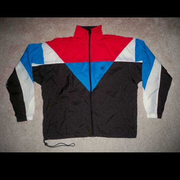 Vtg JCPENNEY SEWN USA OLYMPICS JERSEY JACKET LARGE